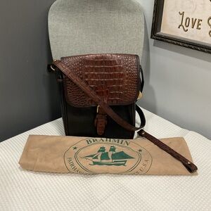Brahmin Croc Embossed Leather Crossbody Bag